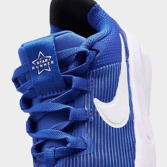 Front view of Kids' Toddler Nike Star Runner 4 Running Shoes in Hyper Royal/Black/White/White Click to zoom