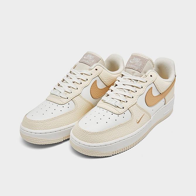 Three Quarter view of Women's Nike Air Force 1 '07 SE Casual Shoes in Coconut Milk/Light Bone/Summit White/Sesame Click to zoom