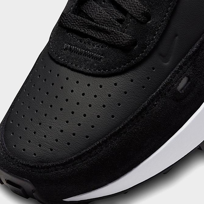 Front view of Men's Nike Waffle One Leather Casual Shoes in Black/Black/White/White Click to zoom