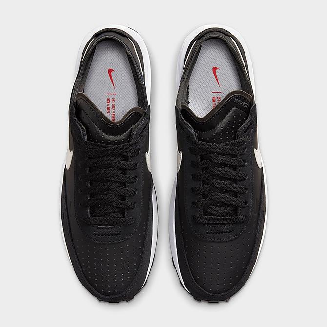 Back view of Men's Nike Waffle One Leather Casual Shoes in Black/Black/White/White Click to zoom
