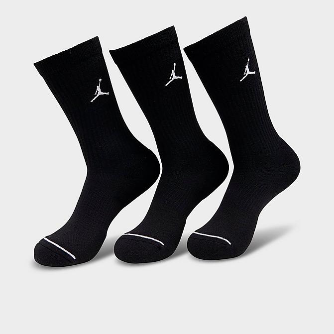 Front view of Men's Jordan Everyday Crew Socks (3-Pack) in Black Click to zoom