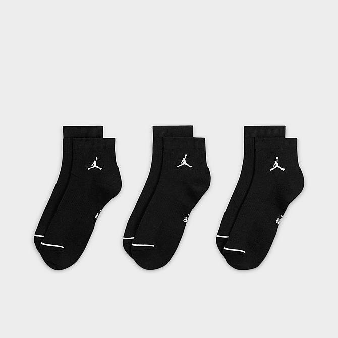 Back view of Jordan Everyday Ankle Socks (3-Pack) in Black/White Click to zoom