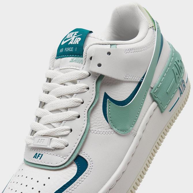 Nike Air Force 1 Shadow sneakers in summit white, neptune green and yellow  ochre