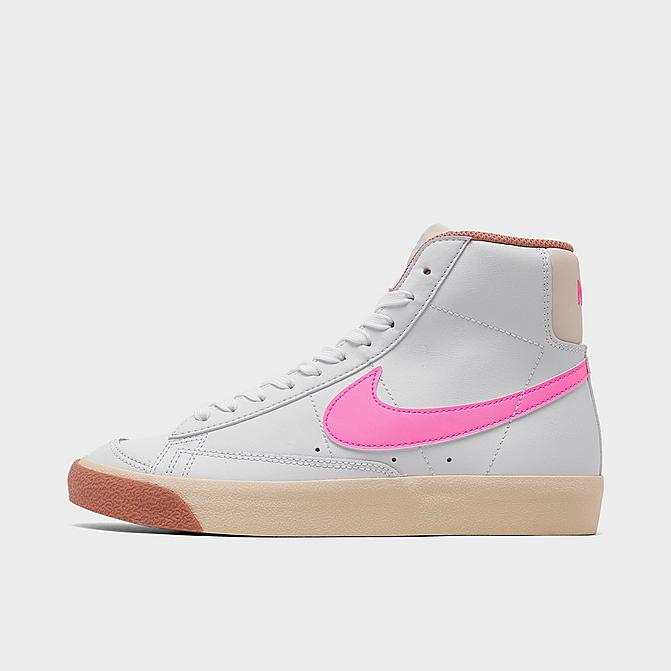 Right view of Girls' Big Kids' Nike Blazer Mid '77 Casual Shoes in White/Pink Spell/Guava Ice/Jade Ice Click to zoom