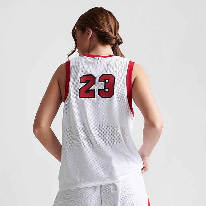 Back Right view of Women's Jordan Script Jersey in White/Red Click to zoom