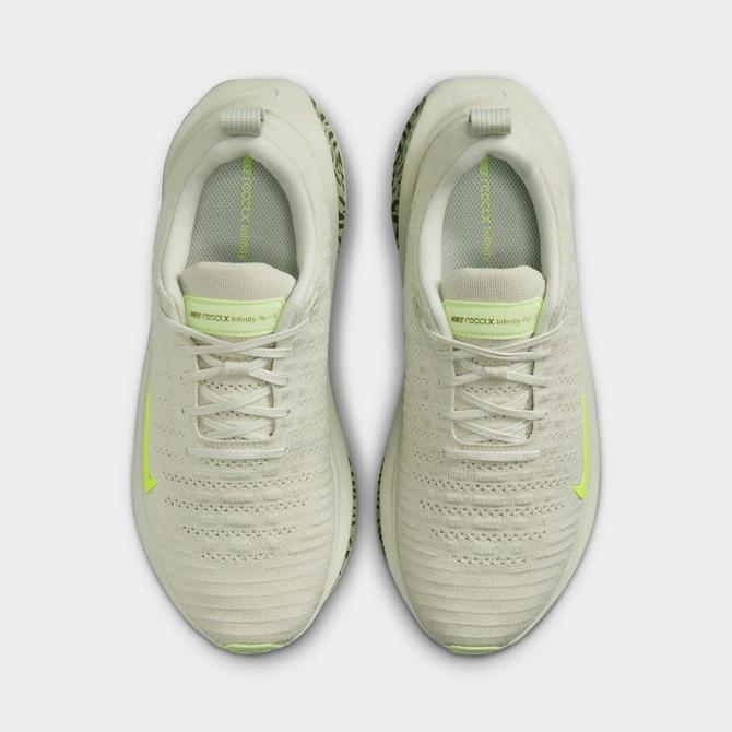 Back view of Women's Nike InfinityRN 4 Premium Road Running Shoes in Light Bone/Volt/Cargo Khaki/Barely Volt Click to zoom