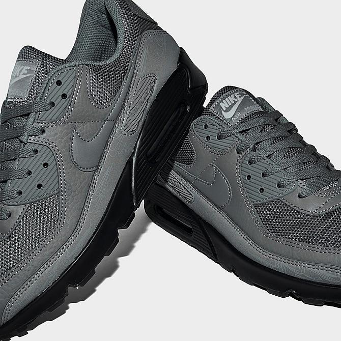 Front view of Men's Nike Air Max 90 Casual Shoes in Cool Grey/Cool Grey/Black/White Click to zoom