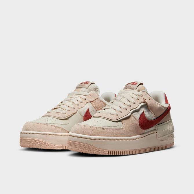 Nike Air Force 1 Low Photon Dust Team Red Womens Lifestyle Shoes
