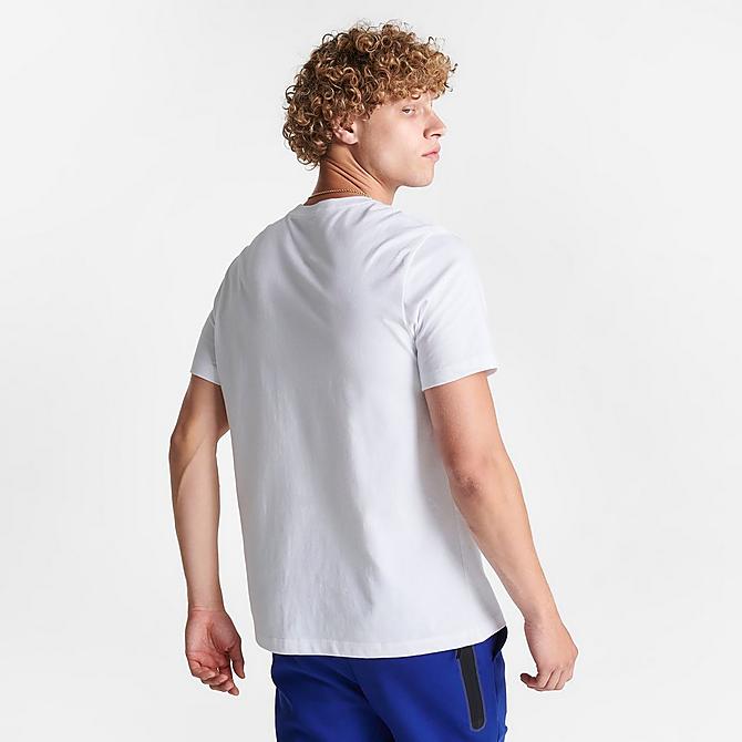 Back Right view of Men's Nike Sportswear Triple Swoosh Graphic T-Shirt in White Click to zoom