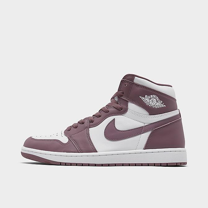 Right view of Air Jordan Retro 1 High OG Casual Shoes in White/Sky J Mauve/White Click to zoom