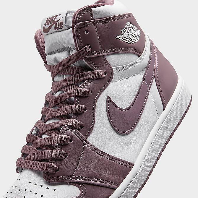 Front view of Air Jordan Retro 1 High OG Casual Shoes in White/Sky J Mauve/White Click to zoom