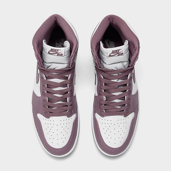 Back view of Air Jordan Retro 1 High OG Casual Shoes in White/Sky J Mauve/White Click to zoom