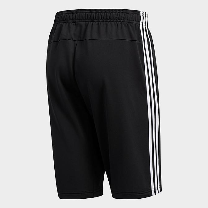 Front Three Quarter view of Men's adidas Essentials 3-Stripes Shorts in Black/White Click to zoom