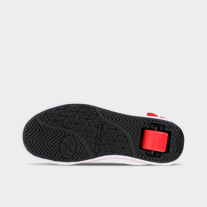Left view of Girls' Little Kids' Heelys x Hello Kitty Racer Mid Casual Shoes in White/Red Click to zoom