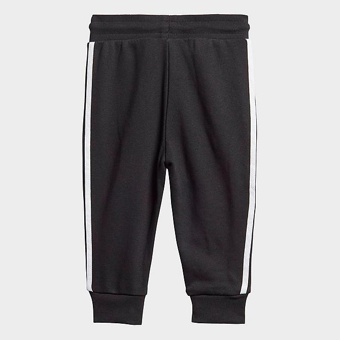 On Model 5 view of Infant and Kids' Toddler adidas Originals Crewneck Sweatshirt and Jogger Pants Set in Black/White Click to zoom