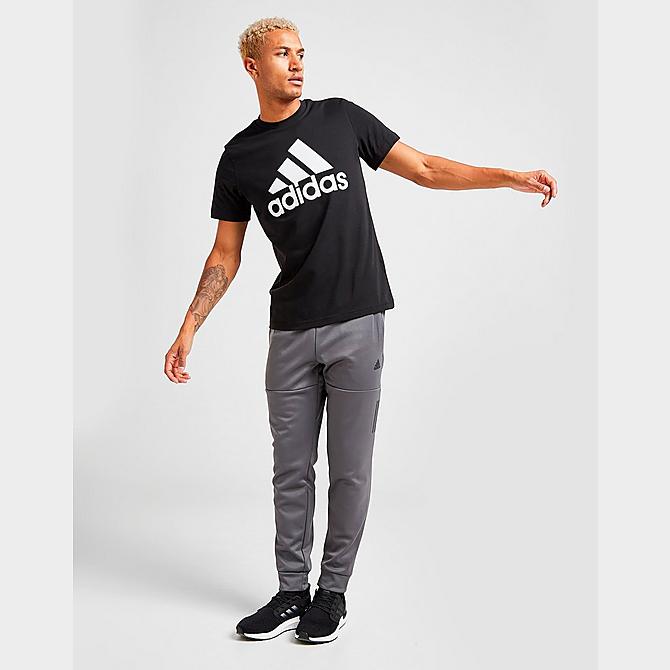 Front Three Quarter view of Men's adidas Basic Badge of Sport T-Shirt in Black/White Click to zoom