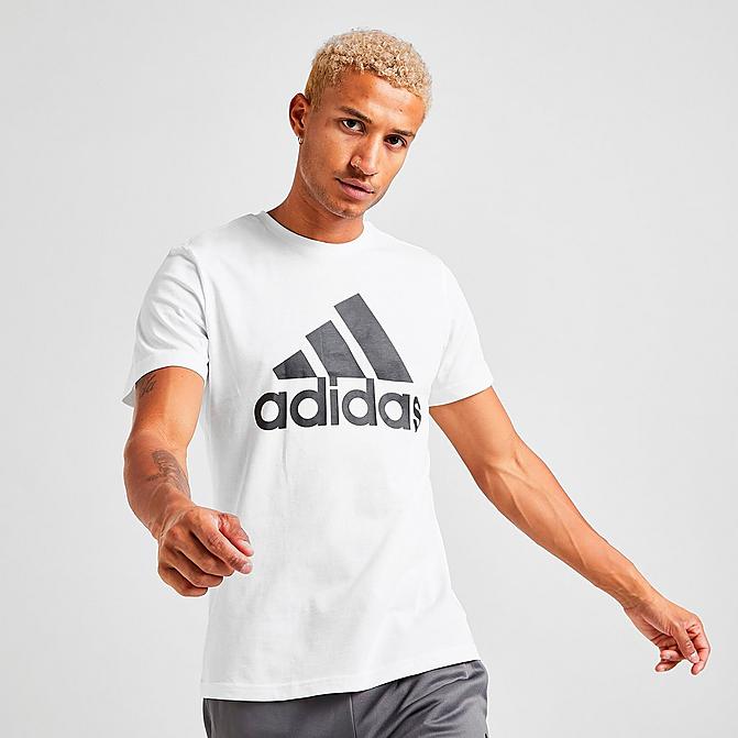 Front view of Men's adidas Basic Badge of Sport T-Shirt in White/Black Click to zoom