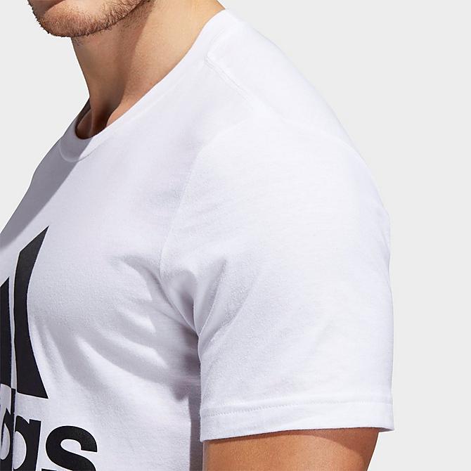 On Model 5 view of Men's adidas Basic Badge of Sport T-Shirt in White/Black Click to zoom
