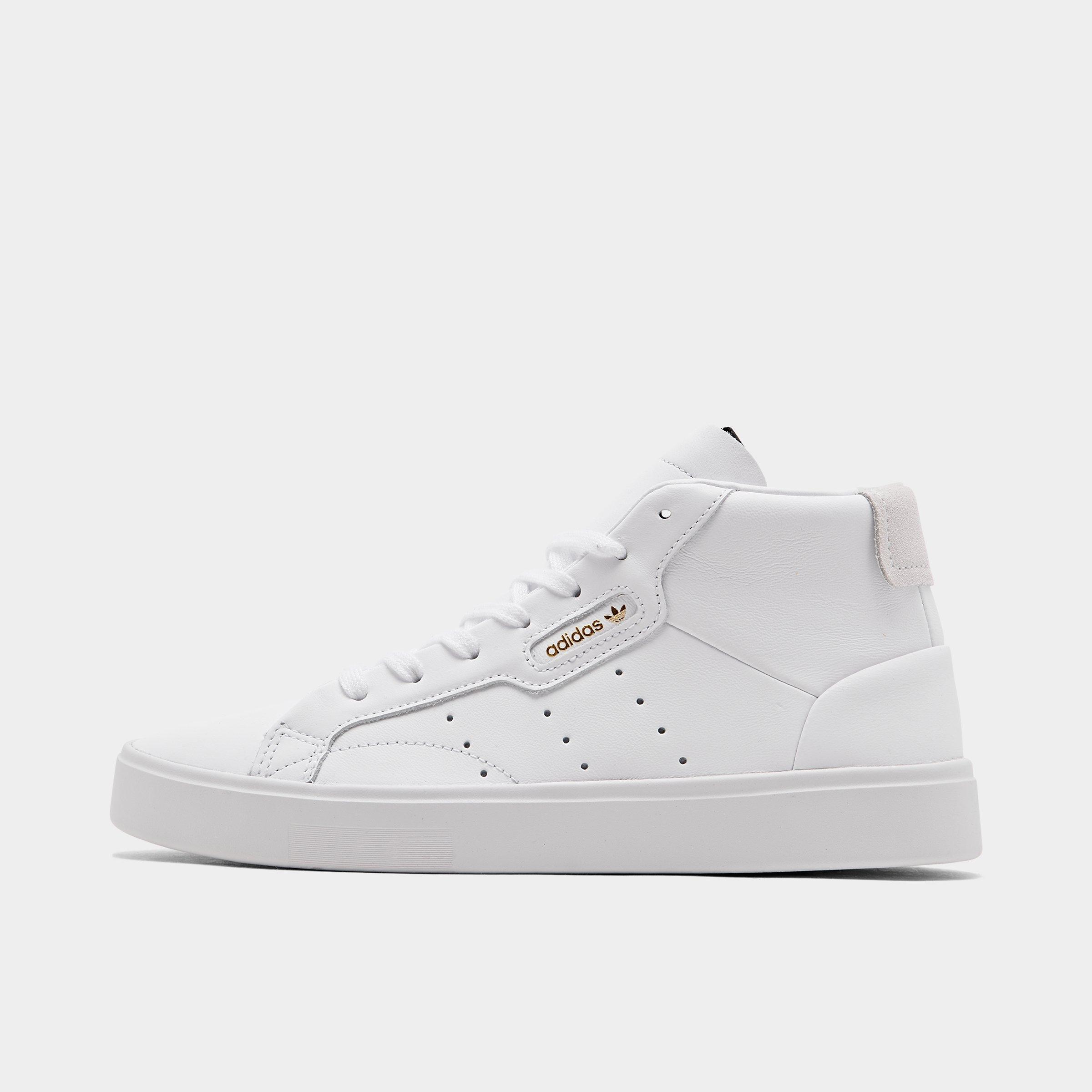 adidas originals sleek mid top sneakers in white and gray