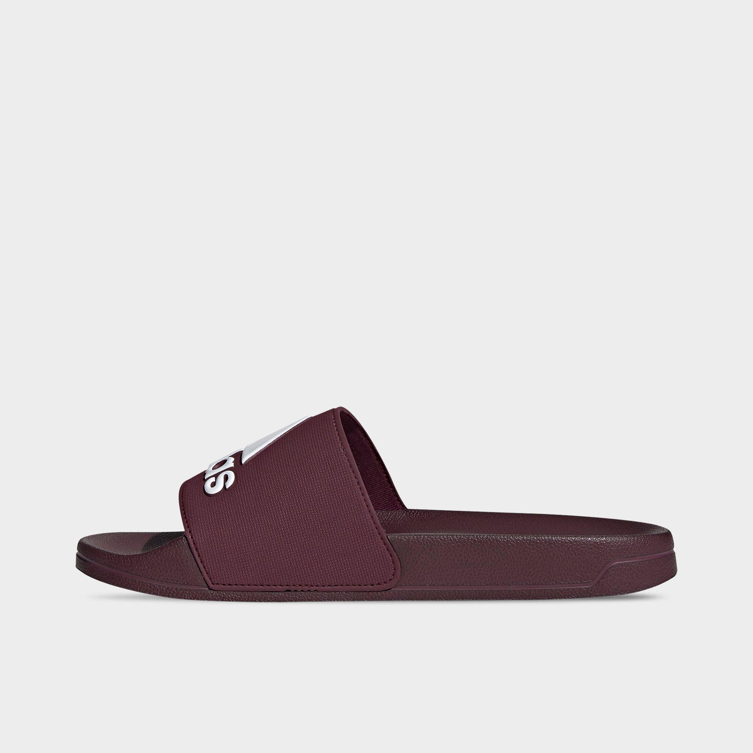 maroon adidas slides