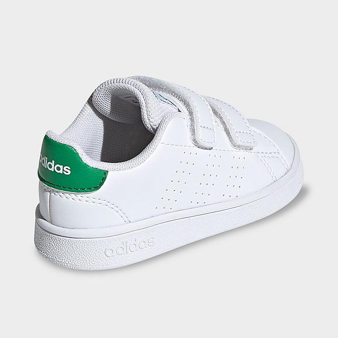 Left view of Boys' Toddler adidas Essentials Advantage Shoes in White/Green/Grey Click to zoom