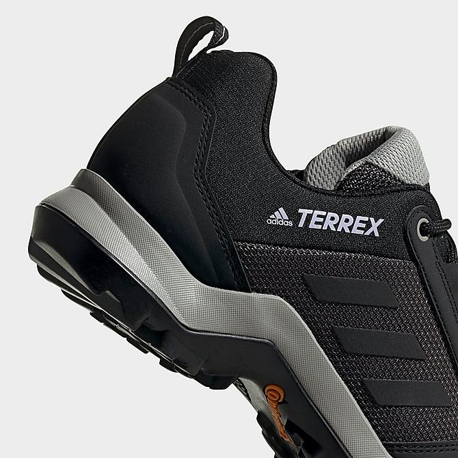 Left view of Women's adidas Terrex AX3 Trail Running Shoes in Solid Grey/Core Black/Purple Tint Click to zoom