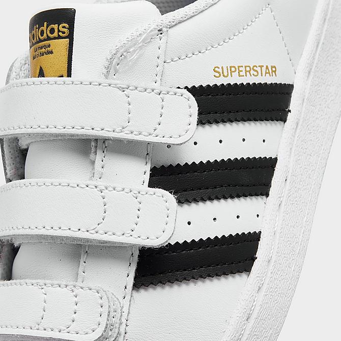 Front view of Boys' Little Kids' adidas Originals Superstar Hook-and-Loop Casual Shoes in White/Black Click to zoom