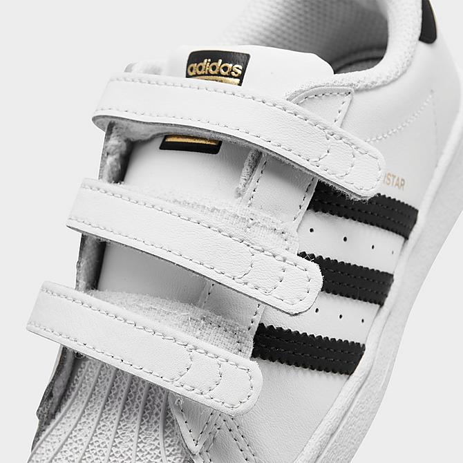 Front view of Boys' Toddler adidas Originals Superstar Hook-and-Loop Casual Shoes in Cloud White/Core Black Click to zoom