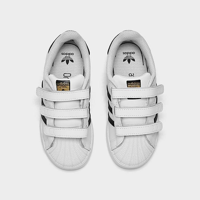 Back view of Boys' Toddler adidas Originals Superstar Hook-and-Loop Casual Shoes in Cloud White/Core Black Click to zoom