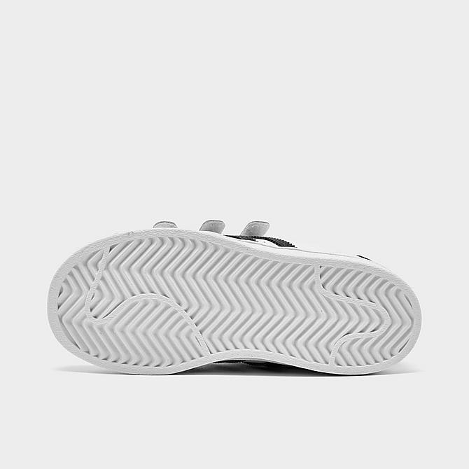 Bottom view of Boys' Toddler adidas Originals Superstar Hook-and-Loop Casual Shoes in Cloud White/Core Black Click to zoom