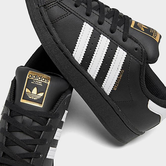 Front view of Little Kids' adidas Originals Superstar Casual Shoes in Black/White/Black Click to zoom