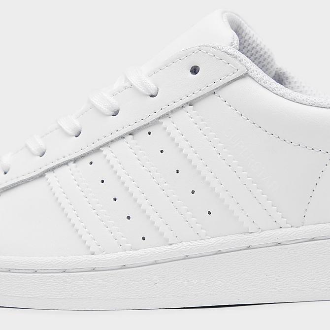 Front view of Little Kids' adidas Originals Superstar Casual Shoes in White/White/White Click to zoom
