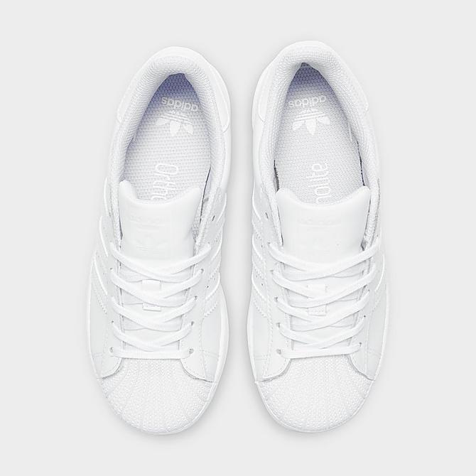 Back view of Little Kids' adidas Originals Superstar Casual Shoes in White/White/White Click to zoom