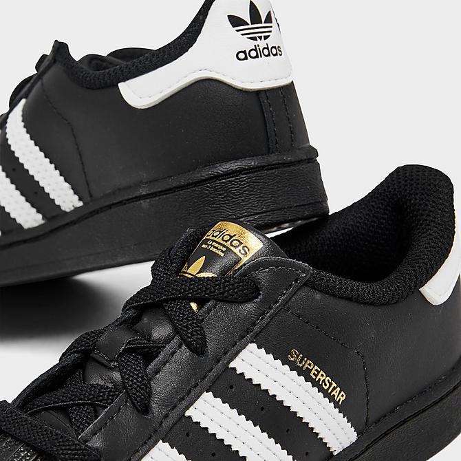 Front view of Kids' Toddler adidas Originals Superstar Casual Shoes in Core Black/Footwear White Click to zoom