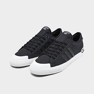 Three Quarter view of Men's adidas Originals Nizza Casual Shoes in Core Black/Crystal White/Gum Click to zoom