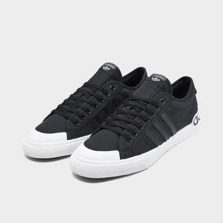 Three Quarter view of Men's adidas Originals Nizza Casual Shoes in Core Black/Crystal White/Gum Click to zoom