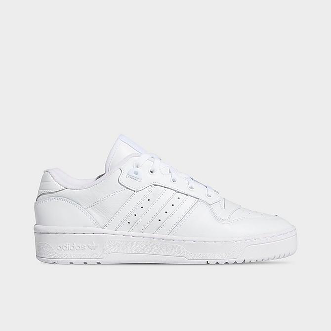 Front view of Men's adidas Originals Rivalry Low Casual Shoes in Cloud White/Cloud White/Core Black Click to zoom