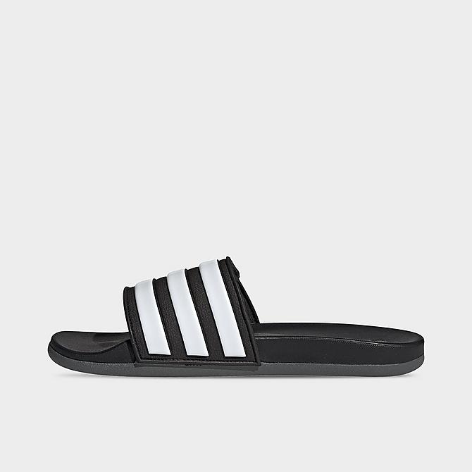 Right view of Men's adidas Essentials Adilette Comfort Adjustable Slide Sandals in Core Black/Cloud White/Grey Six Click to zoom