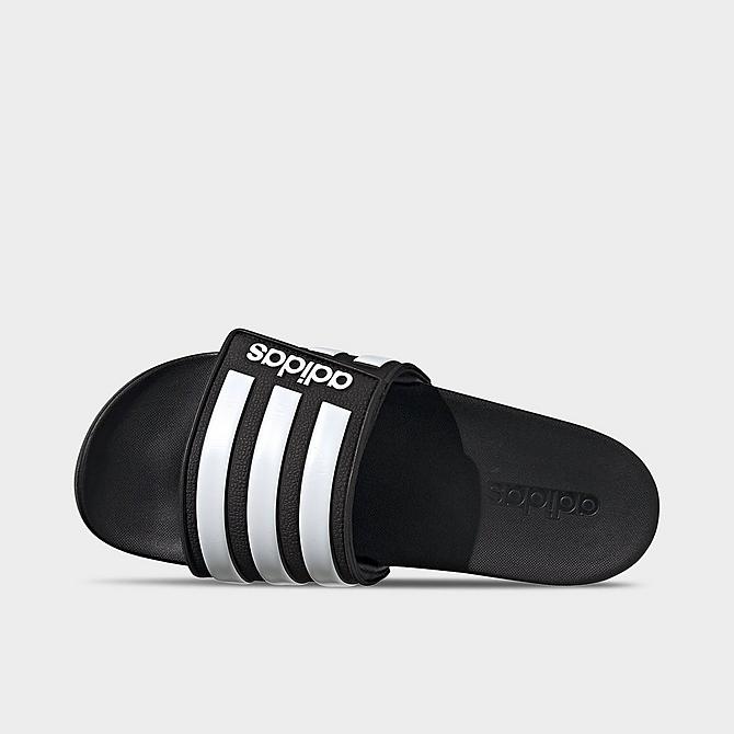 Back view of Men's adidas Essentials Adilette Comfort Adjustable Slide Sandals in Core Black/Cloud White/Grey Six Click to zoom