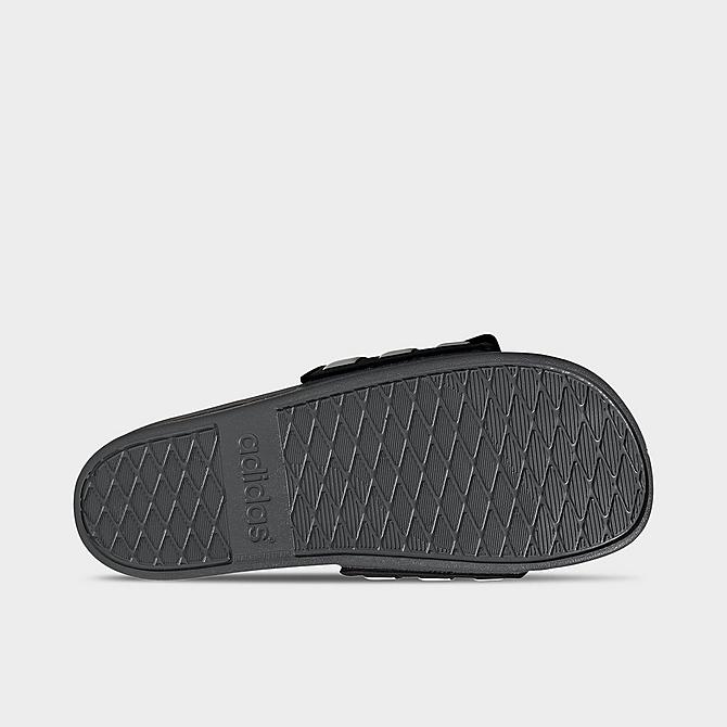 Bottom view of Men's adidas Essentials Adilette Comfort Adjustable Slide Sandals in Core Black/Cloud White/Grey Six Click to zoom