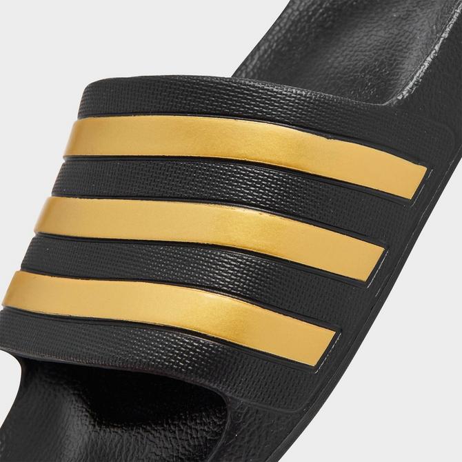 Adidas black and gold hot sale sliders