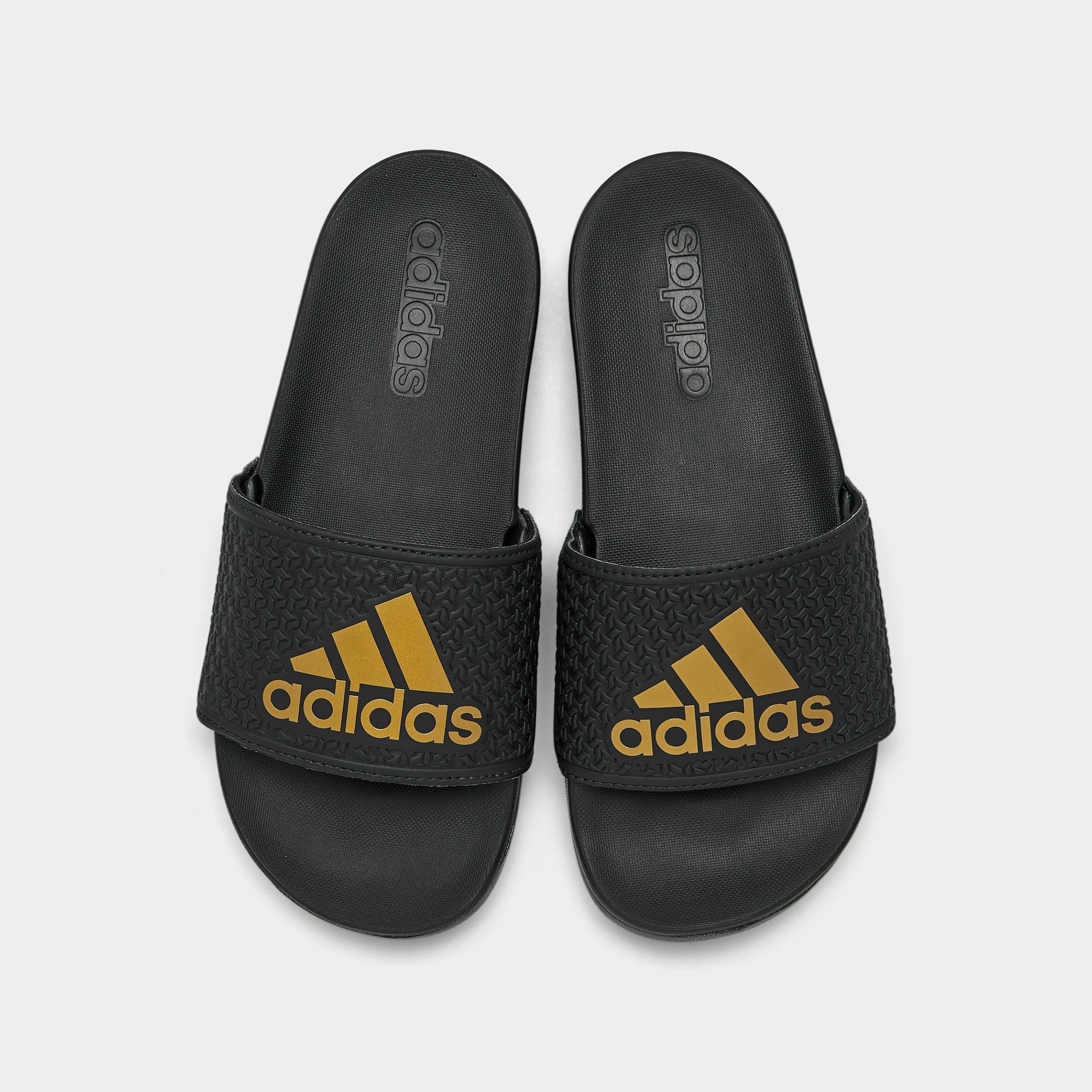 adidas flip flops black and gold