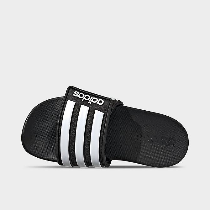 Back view of Big Kids' adidas Adilette Comfort Adjustable Slide Sandals in Core Black/Cloud White Click to zoom