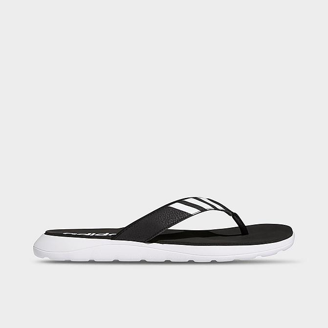 Right view of Men's adidas Comfort Flip-Flop Thong Sandals in Black/White/Black Click to zoom