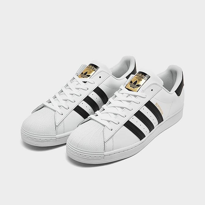 Three Quarter view of Men's adidas Originals Superstar Casual Shoes in Cloud White/Core Black/Cloud White Click to zoom