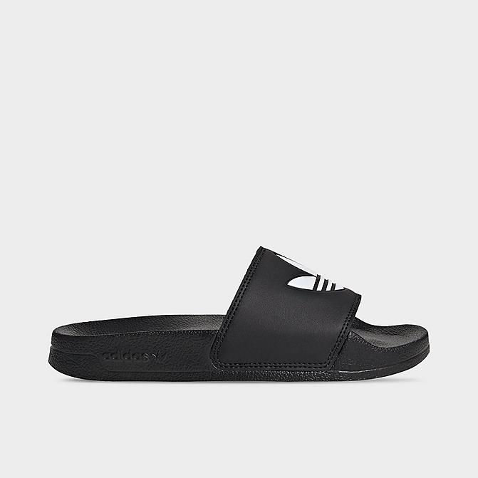 Right view of Big Kids' adidas Originals Adilette Lite Slide Sandals in Core Black/Cloud White Click to zoom