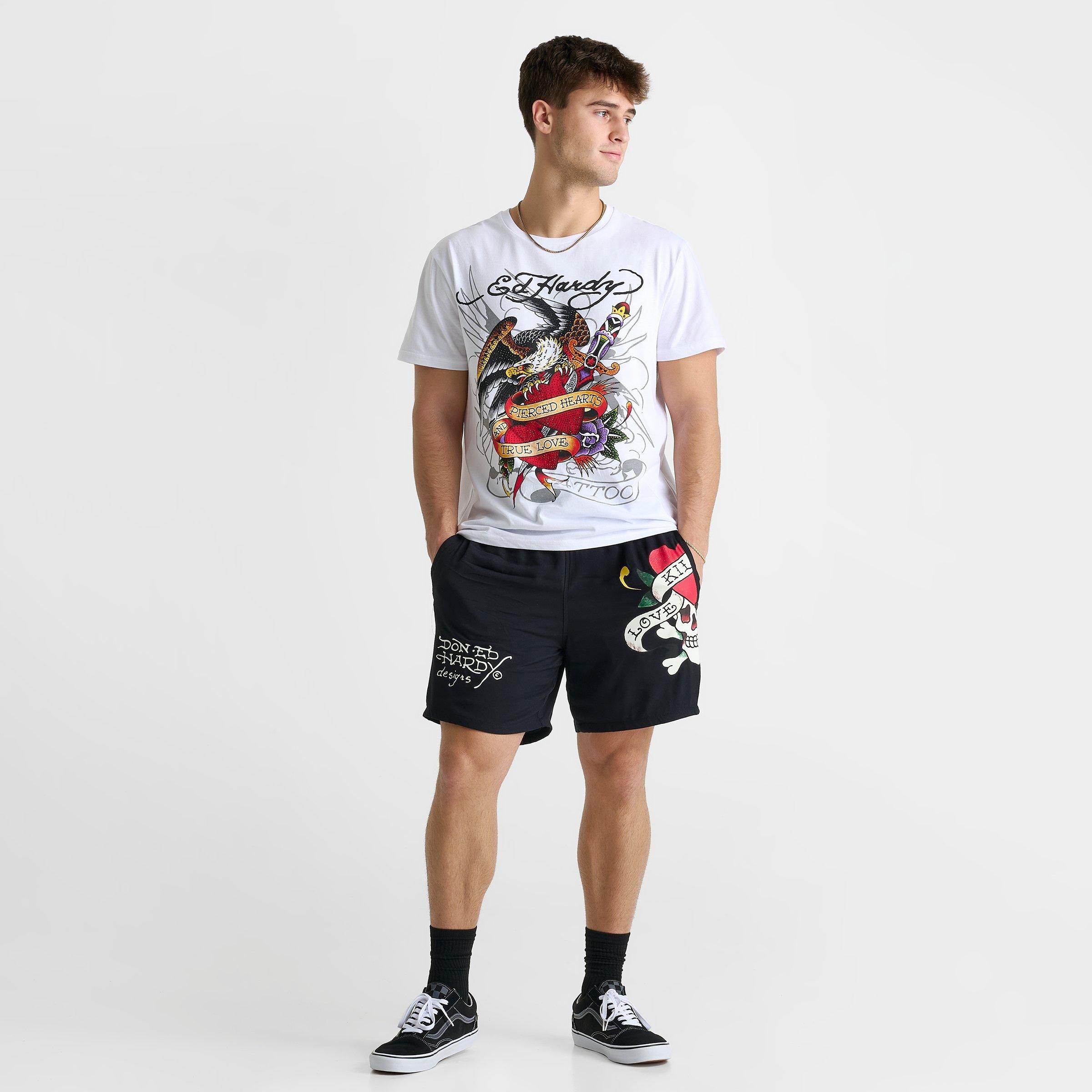 Men's Ed Hardy Love Kills Slowly Graphic Print Shorts