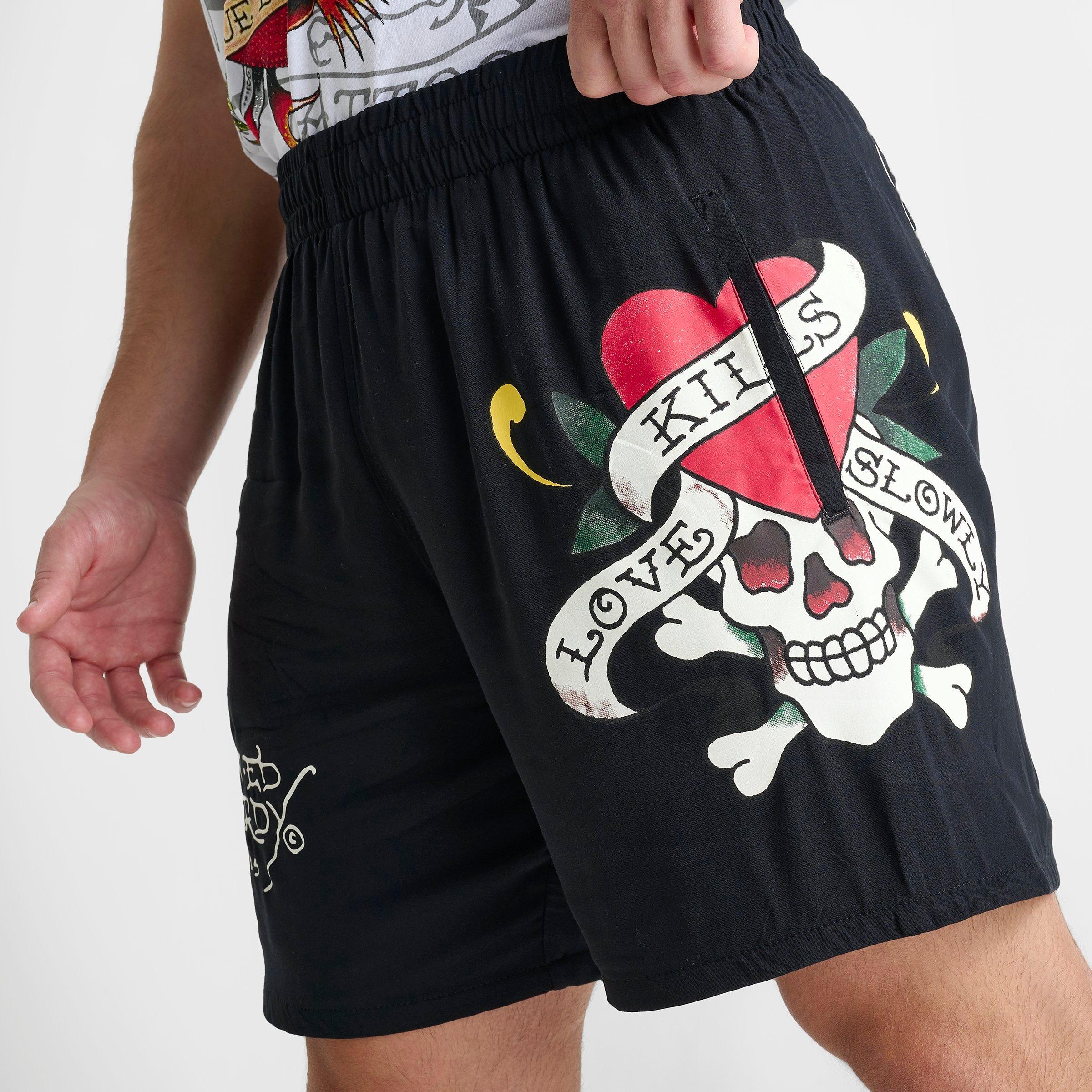 Men's Ed Hardy Love Kills Slowly Graphic Print Shorts