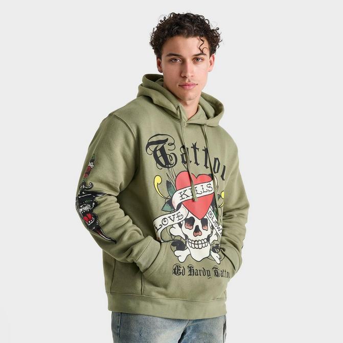 442 Ed Hardy スウェット セットアップ ラブキルスローリー L Mens Love Kill Slowly Graphic Crew Neck Sweatshirt - Black