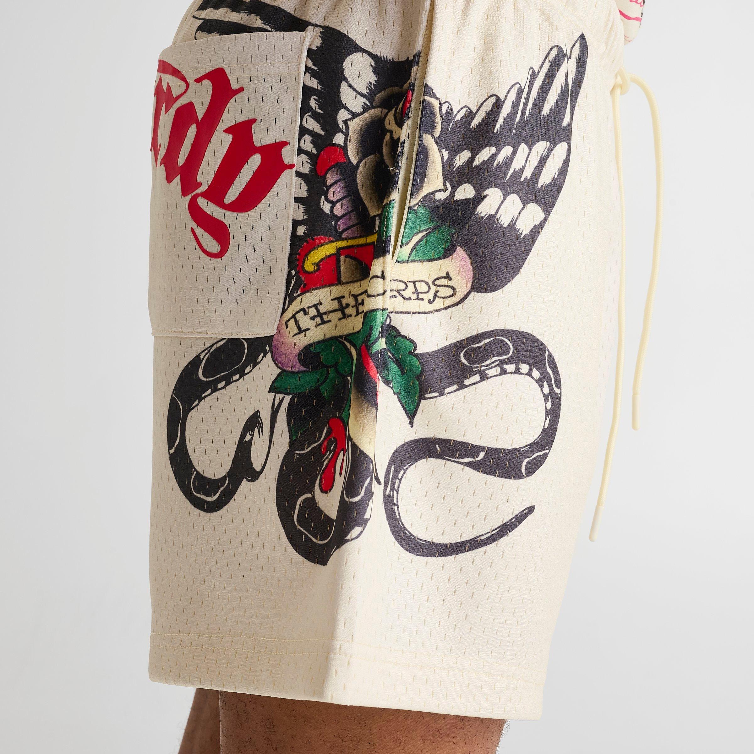 Men's Ed Hardy Dagger Rose Mesh Shorts